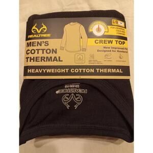Realtree Men's Cotton Thermal Crew Top Black Men's Size Large